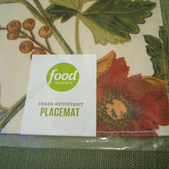 New (SET of 4) Fall FABRIC PLACEMATS Food Network Thanksgiving Floral Leaves - Picture 6 of 8